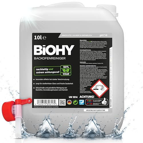 BiOHY Backofenreiniger Hochkonzentrat (10 Liter Kanister) + Auslaufhahn | Bio Reiniger & Fettlöser | EXTRA STARK | löst hartnäckige Verkrustungen & Fett| für Backöfen & Mikrowellen