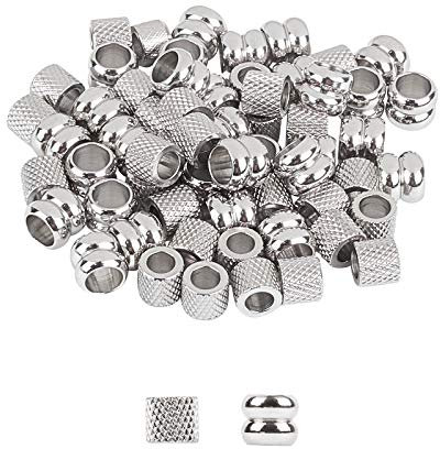 UNICRAFTALE 60Stk 5/6mm Säulen Abstandsperlen 304 Edelstahl Perlen 3~4mm Loch Abstandsperlen Textur Perlen Armbänder Distanzperlen Für DIY Armband Halskette Schmuckherstellung