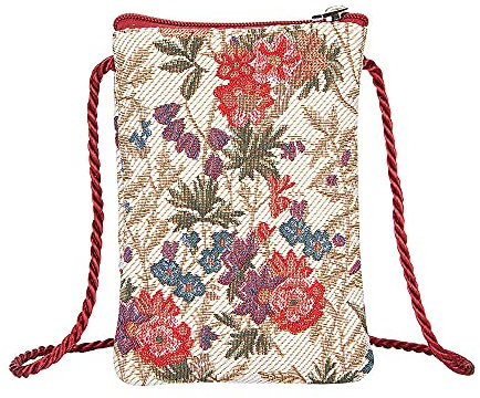 Signare Tapestry Mini Crossbody Bag, Ladies Purse, Mobile Phone Bag (Flower Meadow)