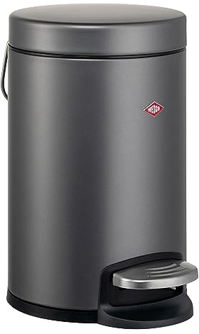 Wesco Kosmetik Abfallsammler in der Farbe graphit matt, hochwertiges Stahlblech, 3 Liter Volumen, Fußtritt, herausnehmbarer Kunststoffeinsatz