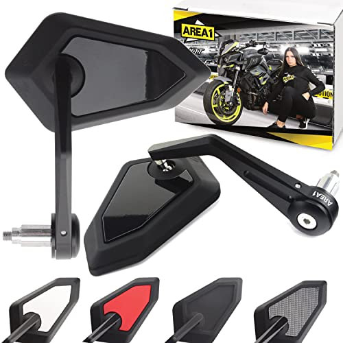 Area1 Motorrad Spiegel Lenkerendenspiegel CNC kompatibel mit Tuono V4 1100, RR, Factory/Tuono 660 125 (V60 Schwarz-Glänzend)