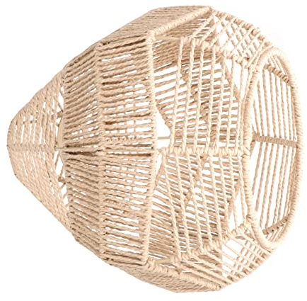 Cabilock Rattan Lampenschirm E27 Boho Weihnachten Dekoration Vintage Tischlampenschirm Stehlampe Lampe Ersatzlampenschirme für Pendelleuchte Wandlampe Tischlampe Deckenleuchte Schirm 30x29cm