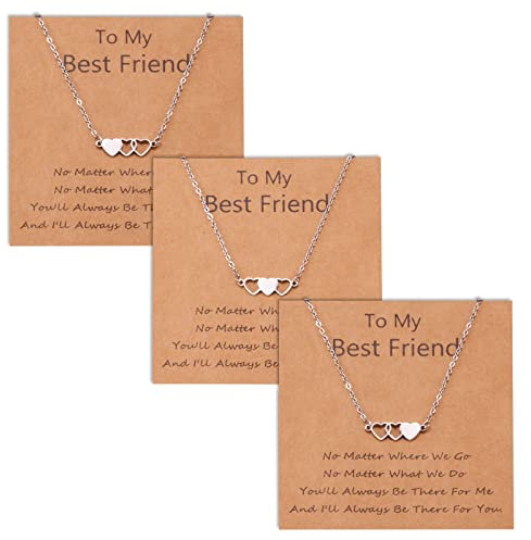 CheersLife 3 Stück Freundschaftsketten Beste Freundin BFF Langstrecken Passende Herzkette Schmuck Geschenk Für Frauen Mädchen Jungen Töchter Schwestern Geburtstag