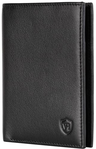 VON HEESEN Leder Geldbörse Herren mit Münzfach & RFID Schutz I Echtleder Geldbeutel für Männer & Damen I Portemonnaie Brieftasche Wallet Portmonee (Schwarz, MIT MÜNZFACH)