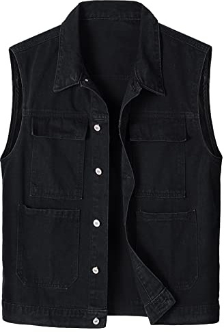 Btmpmcs Herren Ärmellose Denim Weste Classics Fashion Jeans-Weste Outdoor Freizeit Jacke Bikerweste Motorradweste Jeansweste für Männer Wandern Weste