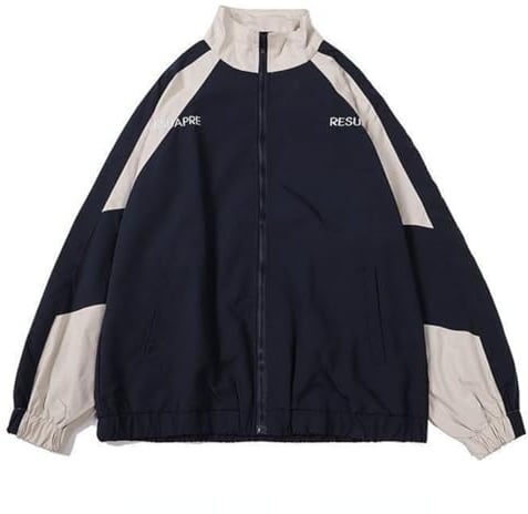 Pbkabiug Vintage-Damenjacken, Hip-Hop-Stil, Patchwork, Windschutz, Unisex, Streetwear, leichte Jacke, Bomberjacke, Blau, XXL