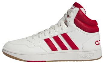 adidas Hoops 3.0 Mid Lifestyle Basketball Classic Vintage Shoes, Sneaker Uomo, Core White Better Scarlet Gum4, 44 EU