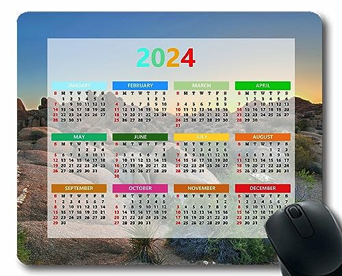 YENDOSTEEN 2024 Kalender Mauspad,Grüner,Heller,Fester Lack Gaming Mauspad,Computer Zubehör Anti-Rutsch Mauspad Kalender 310