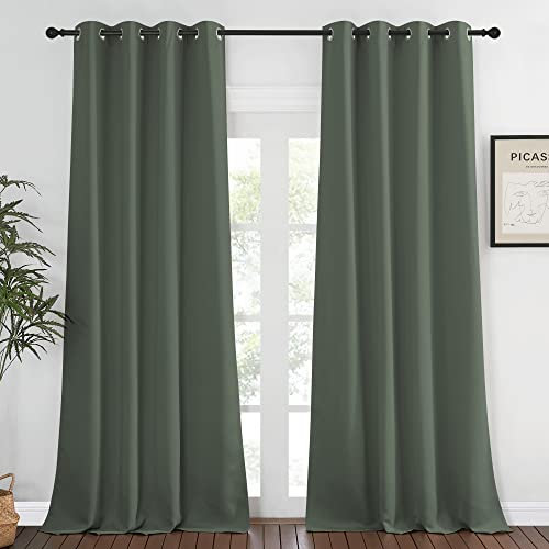 NICETOWN Verdunkelungsvorhang für Fenster, 304,8 cm lang, Fensterbehandlung, Thermovorhang, solide Ösen, Raumverdunkelung, Vorhang für Schlafzimmer/Wohnzimmer (dunkle Stockente, 1 Bahn, B 132 x L 120)