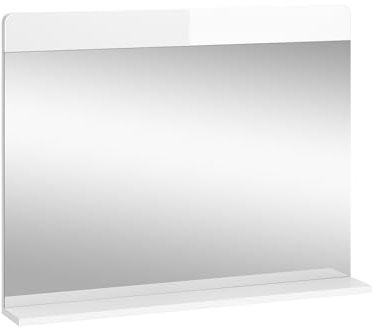 Vicco Badezimmerspiegel Izan, Badspiegel, Weiß Hochglanz, 80.1 x 62 cm mit Regal
