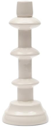 Riviera Maison Kerzenleuchter Weiß Kerze zum Abendessen, Dekorativer Kerzenständer 25 cm hoch, handgefertigt - Azure Candle Holder - (ØxH) 10x25