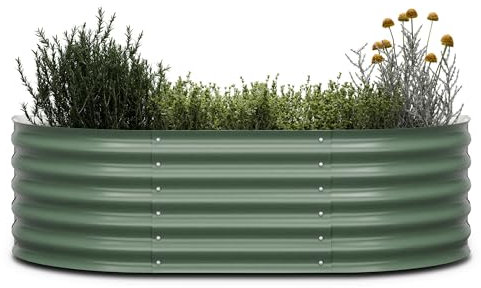 Blumfeldt High Grow Extended Jardinière Surélevée, 300L en Acier Galvalume Résistant à la Rouille & Gel, Design Semi-Circulaire 150x60x43cm, Montage Facile - Jardiniere Exterieur pour Fleurs & Légumes