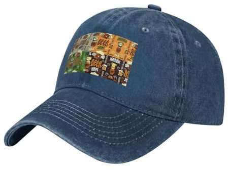 DRTGEDS Baseballkappe mit Bierkrempe, Hip-Hop, Trucker-Mütze, für Herren und Damen, verstellbare Baseballkappe, Baumwollkappe, Marineblau, Einheitsgr��e