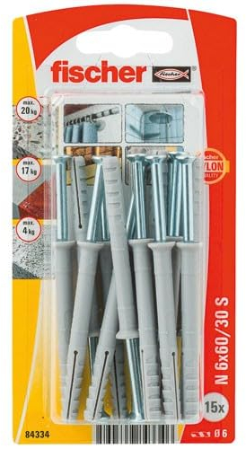 Fischer 084334 N 6 x 60/30 S K NV Nageldübel 60 mm 6 mm 1 Set