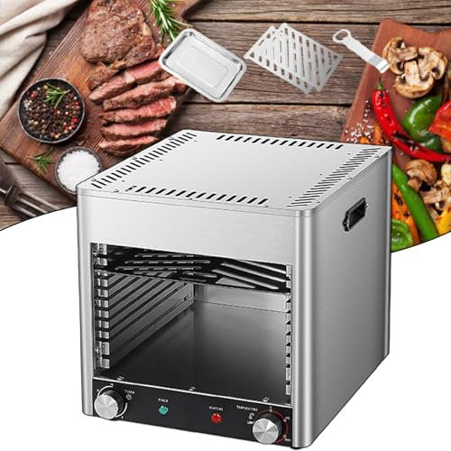 Rauchfreier Steakgrill FüR Den Innenbereich, Edelstahl-Design, Tragbarer Gasgrill, Kleiner Gasgrill, Perfekt FüR Kleine Grillabende, Grillen Auf Mehreren Rosten,110V