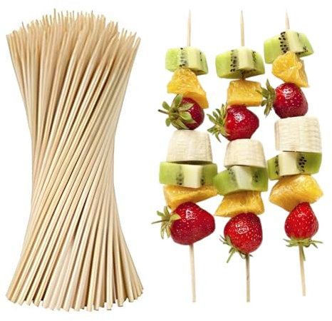400 Pcs Natural Bamboo Skewers Sticks 5 Inch Long Wooden Skewer 5 mm Heavy Duty Bamboo Thick Food Stick Natural Ideal for BBQ, Appetizers, Kebabs, Grilling, Mini Burger, Sausage, Kitchen Gadget