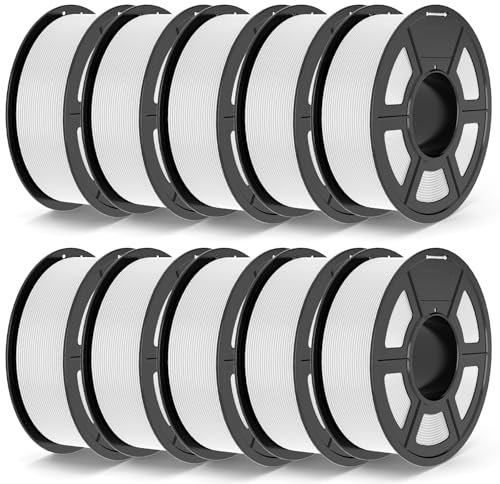 TECBEARS PLA+ Filament 1.75 mm Weiß 10 KG, Verstärkt Zähigkeit PLA Plus 3D Drucker Filament, Maßgenauigkeit +/- 0,02 mm, 10 Spulen, 1kg pro Spule