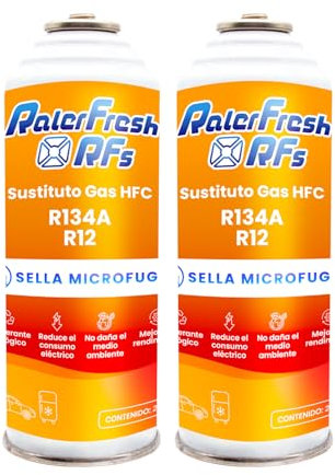 Gas Refrigerante Organico para Aire Acondicionado Coche Ralerfresh RFs Equivalente a 650gr sustituto de los Gases R134a y R12 (2 Botellas RFs)