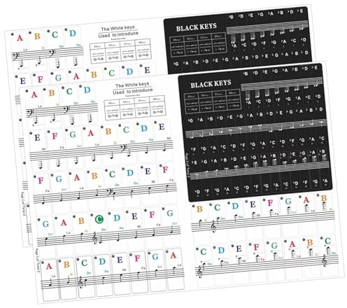 TOYZFRIENDY 2 Sätze Klavier Tastatur Aufkleber für Anfänger Ablösbare und Rückstandsfreie Piano Keyboard Notenetiketten Passend für Tasten Elektronische Klaviere Leicht Anzubringen und
