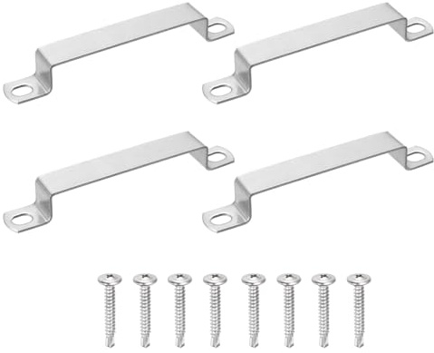 QUARKZMAN 4 Stück U-Form Vierkantrohr Schelle 100x20mm U-Form Halterung 304 Edelstahl Vierkantband Schelle Mit Kreuzkopf Selbstbohrenden Schrauben Für Türschließstangen Halterung Geländer