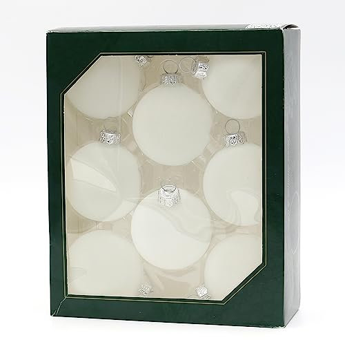Dekohelden24 Lauschaer Christbaumschmuck - 8er Set Kugeln matt geeist, 6,7 cm, mit silbernem Krönchen + 50 Schnellaufhänger in Silber GRATIS zu Ihrer Bestellung dazu !