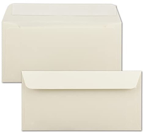 1000x Briefumschläge DIN Lang - 11 x 22 cm - Haftklebung - Farbe: Creme - 90 Gramm pro m² - ohne Fenster