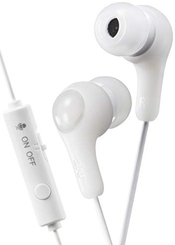 JVC HAFX7GW Gumy for Gaming Inner-ear Headphone Remote/mic and muteswitch for Gaming White