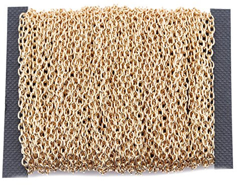 32.8ft Length Cable Link Chain Iron Twisted Cross Chains for Bracelet Necklace Jewelry Accessories DIY Making Chain - Small 4x6mm (KC Gold)