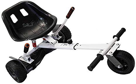 SILI® Aus Straße Suspension Kart für 2 Wheel Self Balance Scooter, verbessertes Design mit Federung unter dem Sitz (Weiss)