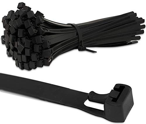 EXCALIBUR - Nylon Strong Releasable Resealable Cable Zip Wrap Ties - 150mm 200mm 250mm 300mm - Pack of 100 (250mm x 8mm)