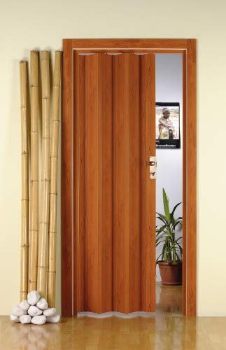 Porta a Soffietto in PVC Luciana Legno Ciliegio 88,5x214 con Serratura