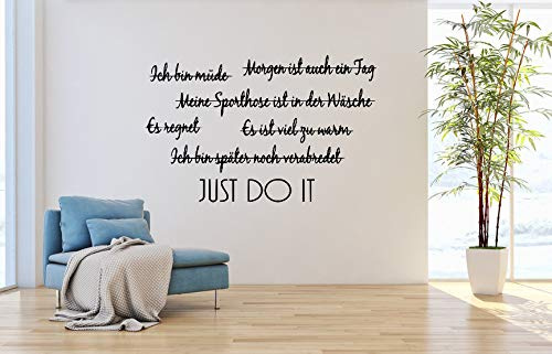 tjapalo® TK50 Wandtattoo Motivation Sport Motivationssprüche Wandaufkleber Fitness Ausreden Wandsticker Wohnzimmer Fitnessraum, Größe: B80xH47cm, Farbe: Schwarz