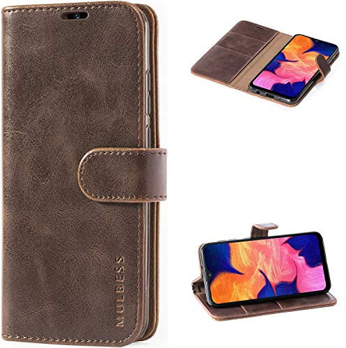 Mulbess Etui Coque pour Samsung Galaxy A10 - Housse en Cuir - Fentes pour Cartes - Pochette Protection Portefeuille - Rétro Café Marron