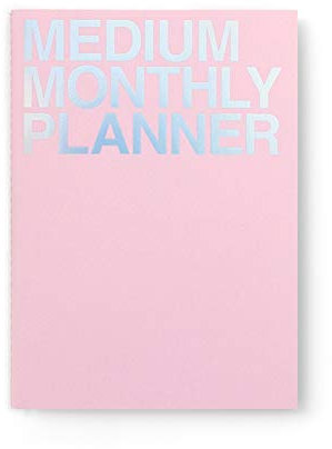 JSTORY Mittlerer Monatsplaner, flach aufliegend, undatiert, ganzjährig, flexibler Einband, Ziel-/Uhrzeit-Organizer, dickes Papier, umweltfreundlich, anpassbar, genäht, A5, 16 Monate, 18 Blatt, Rosa