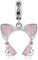 GNOCE Katzenohren Kopfhörer Charm Anhänger Sterling Silber Charm mit Rosa Zirkonia Stein Passt Alle Armband/Halskette Geschenk für Frauen Mädchen Musikliebhaber