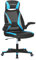 SONGMICS Bürostuhl mit Netzbespannung, Stuhl mit Kopfstütze und Armlehne, höhenverstellbar, um 360° drehbar, mit Wippfunktion, bis 130 kg belastbar, ergonomisch, schwarz-hellblau-grau OBN086B03