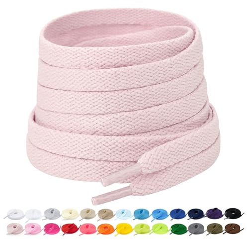 Stepace 2 Paires - Lacets Plats pour Chaussures, Lacets de Remplacement de 8 mm de Qualité Supérieure pour Chaussures de Sport, Chaussures de Ville Rose pâle 140 cm