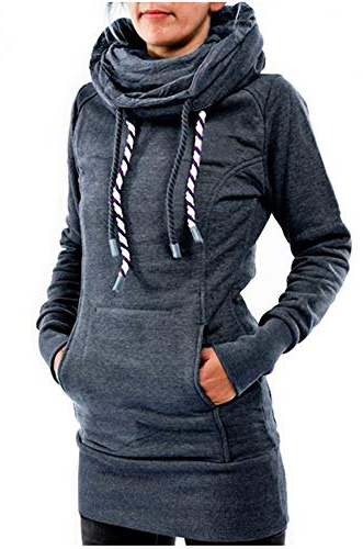 FANSU Donna Felpe con Cappuccio Tinta Unita, Casual Autunno Invernale Moda Manica Lunga Pullover Elegante Hoodie Moda Top Camicetta Larghe Taglia Larga Oversize (Blu,XXL)