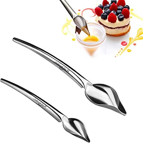 Set of 2 food decorative spoons, decorating spoons, pencil shape 304 stainless steel filter spoon, stainless steel decorative spoon, DIY cake, chocolate, pastry, decorating pencil spoon tools.