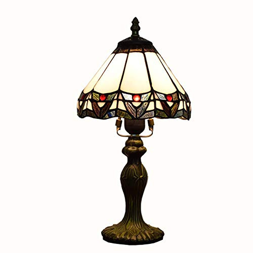 8Tiffany Style Buntglas Nachttisch Tischlampe, Mini Wohnzimmer Schlafzimmer Bettlampe, Lesetischlampe, kleine Akzentlampe, mehrfarbiger Farbton,Simple