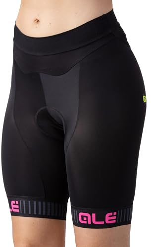 Alé Cycling Traguardo Solide Short de Cyclisme, Noir/Rose Fluo, 3XL Femme