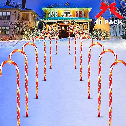 LICHENGTAI Zuckerstangen Lichterketten Weihnachtsweg Marker, LED Zuckerstangen Gartenstäbe Zuckerstange, Weihnachtssbeleuchtung für den Garten, Weihnachtsdeko Außen, 12Pcs
