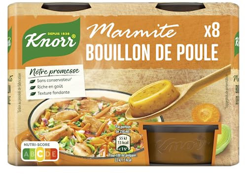 Knorr Marmite Bouillon de Poule, Riche en goût, Texture fondante, Idéal pour les poêlées et les soupes, 8 capsules