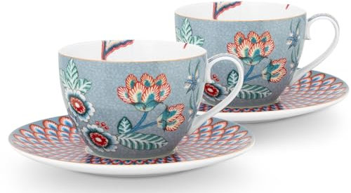 PIP STUDIO 51004139 Flower Festival Tasse mit U. Light Blue 280ml Set2