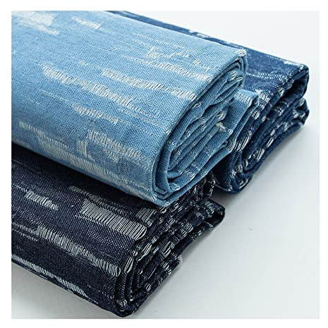 Yimihua Jeansstoff Jacquard-Jeansstoff Baumwolle gewaschener Denim Nähmaterial 0,7 mm Dicke für Jeans, Röcke, Shorts, Mäntel, Kunsthandwerk 160 cm breit(Color:Dunkelblau)