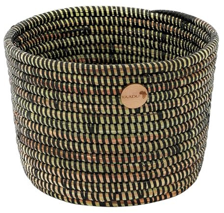 YAADU - Cesta trenzada para macetas, cesta de almacenamiento, maceta, cesta de estante, decorativa, modelo Farafina (negro)