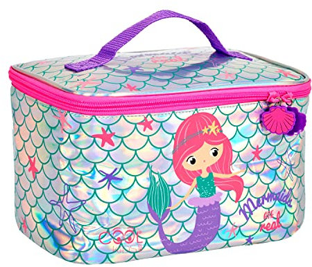 PERLETTI Kinder Lunchbox Einhorn Meerjungfrau - Brotbeutel Lunchbag Kleine Mädchen Rosa Silber - Thermo Isoliertasche Brotdose 5L Weich für Kindergarten Grundschule - 15x23x15 cm (Meerjungfrau)