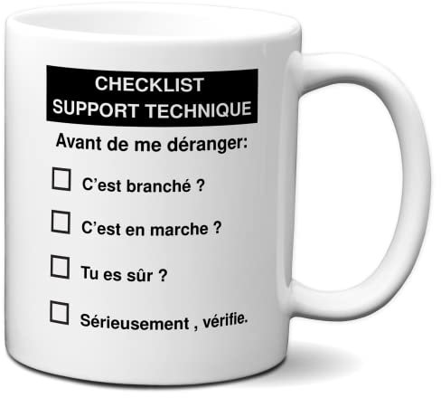 L'Esprit Des Anges Tasse-Mug Cadeau - Checklist Support Technique - Ingénieur Geek Informatique Humour