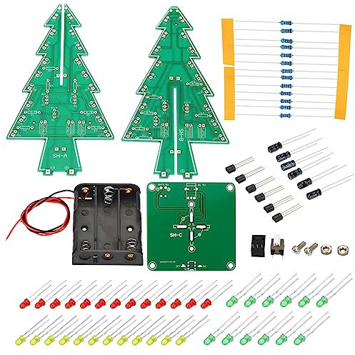 PATIKIL Soldering Practice Board, 1 Set Electronics Kit Prototype PCB Board DIY Welding Circuit LED Christmas Tree 3 Color SMT/SMD for Experiment Teaching, 5V