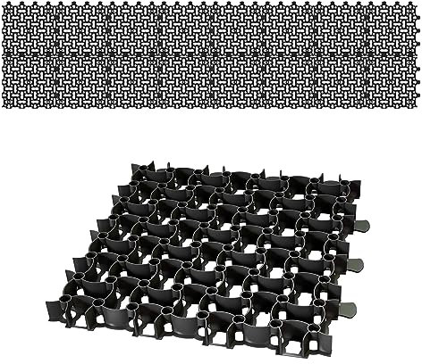 BigDean16x Rasengitter Paddockplatte SCHWARZ 50x50 cm Rasenmatten Rasenwaben Kiesgitter Parkplatzrasen 4 m²